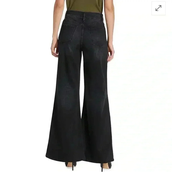 NWT Frame Denim Le Palazzo Exposed Button Wide Leg Jeans Manserra Black 26 - Picture 2 of 7